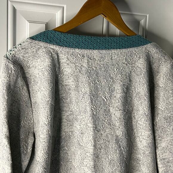 Postmark x Anthro, Latitudes Patchwork Textured Sweater, White Pink Blue - Large - Picture 5 of 7